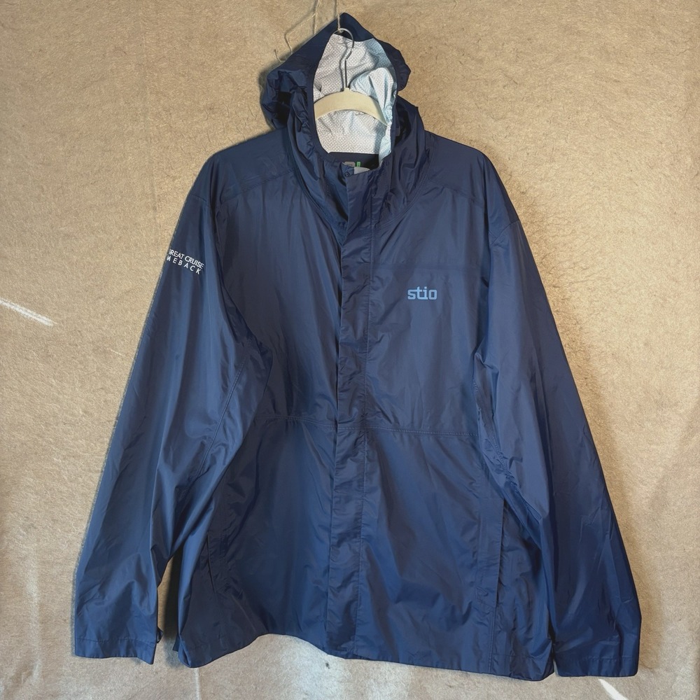Stio Rollick Hooded Jacket‎ Mens XXL Blue Zip Ripstop Underarm Venting-SEE LOGO